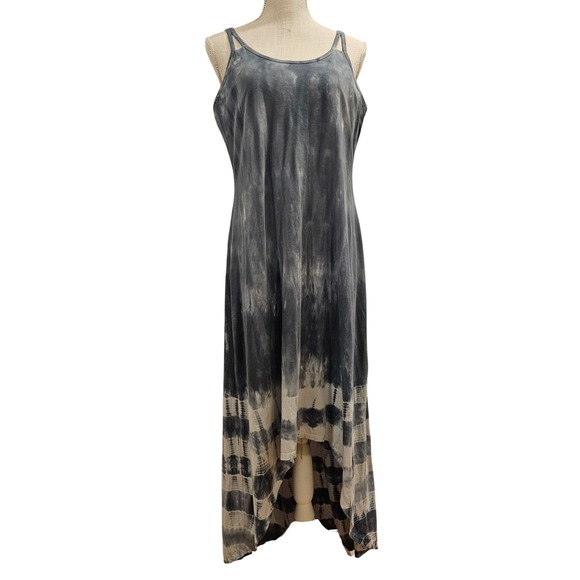 Athleta Seabreeze Maxi Tie Dye Tank Dress High Low Hem Spaghetti Straps Size XL - Picture 2 of 7